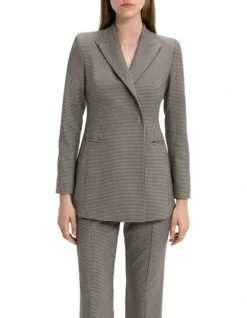 Houndstooth Double Breasted Blazer In Brown Multi -Myer Fashion Store 990998020 3 720x928