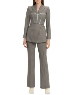 Houndstooth Double Breasted Blazer In Brown Multi -Myer Fashion Store 990998020 4 720x928