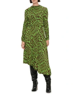 Check Jersey Wrap Top In Green Multi