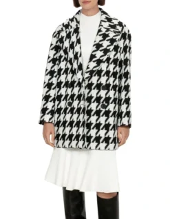 Oversized Houndstooth Coat In Black Multi -Myer Fashion Store 991282420 3 720x928