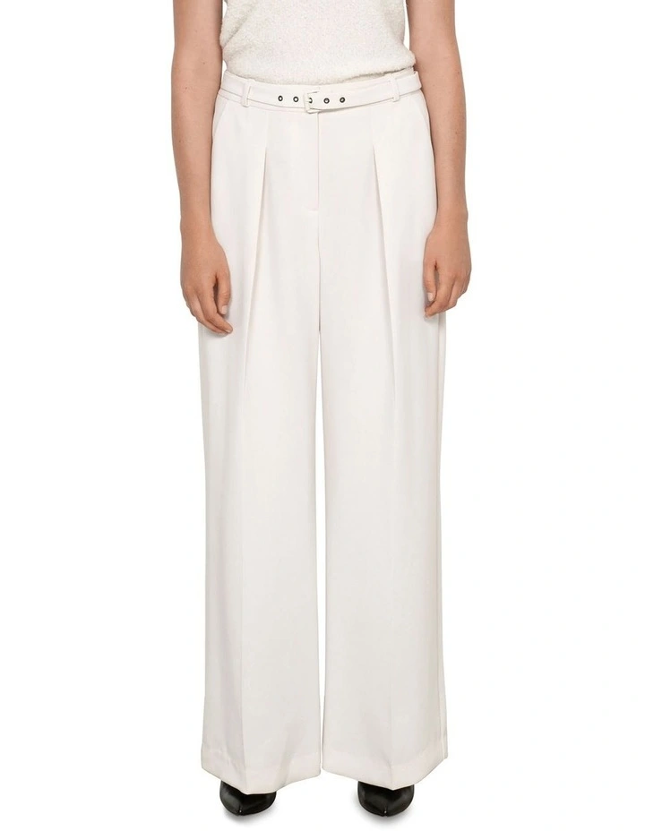Washed Crepe Pleat Pant In Cream 5 Washed Crepe Pleat Pant In Cream - Image 3