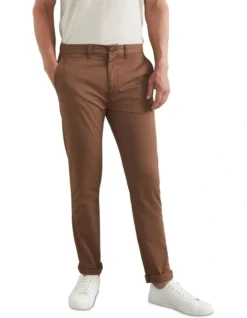 French Connection Slim Chino Pant In Brown