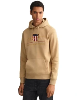 Gant Archive Shield Hoodie In Beige