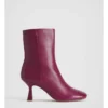 Leather Round Toe Heeled Boot In Raspberry -Myer Fashion Store 993175300 1 720x928
