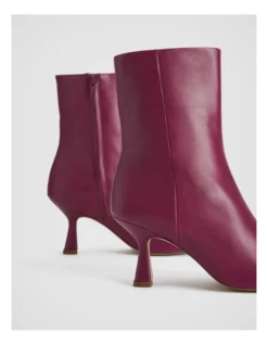 Leather Round Toe Heeled Boot In Raspberry -Myer Fashion Store 993175300 4 720x928