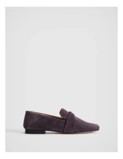 Suede Twist Detail Loafer In Plum