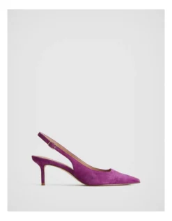 Sling Back Suede 65mm Heel In Deep Magenta