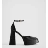 Leather Platform Heel In Black