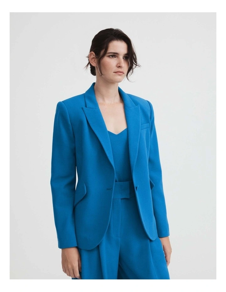 Seam Detail Single Breasted Blazer In Sorrento Blue 3 Seam Detail Single Breasted Blazer In Sorrento Blue