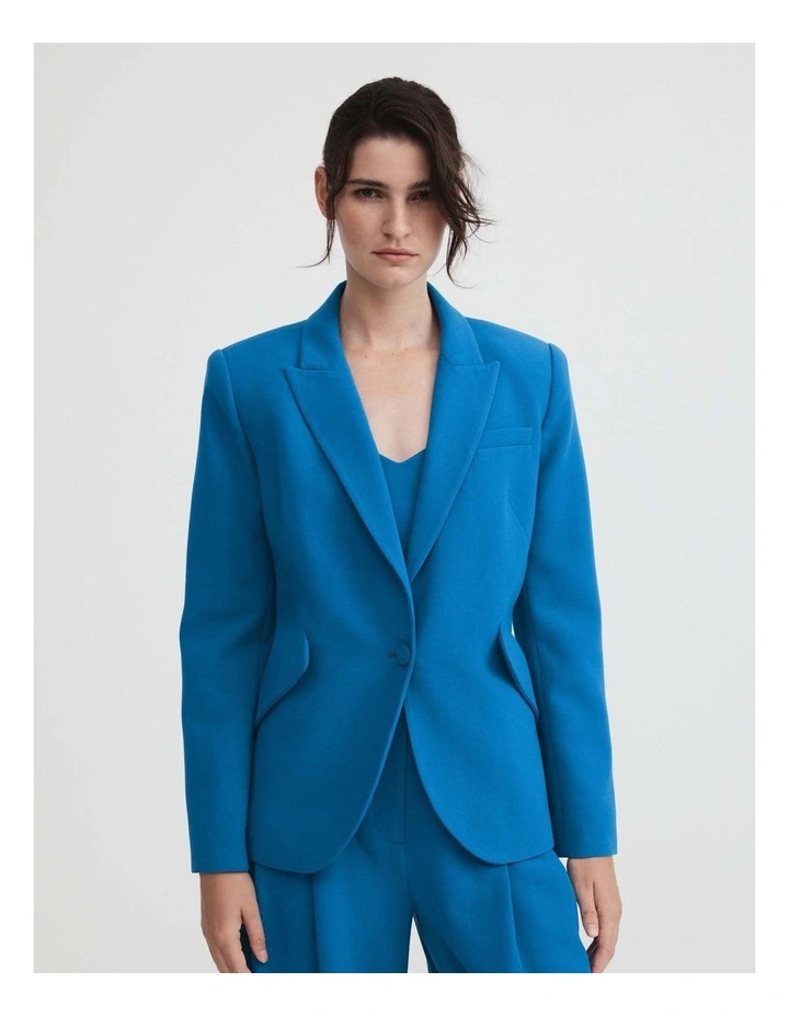 Seam Detail Single Breasted Blazer In Sorrento Blue 6 Seam Detail Single Breasted Blazer In Sorrento Blue - Image 4