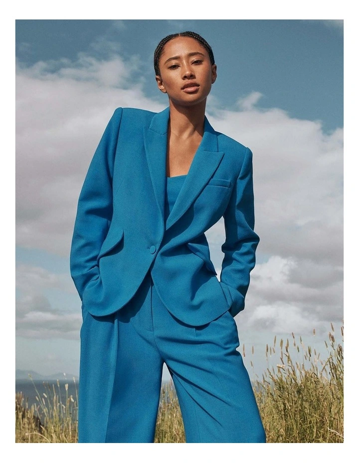 Seam Detail Single Breasted Blazer In Sorrento Blue 9 Seam Detail Single Breasted Blazer In Sorrento Blue - Image 7