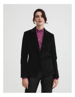 Cotton Cord Single Breasted Blazer In Black -Myer Fashion Store 993178720 3 720x928