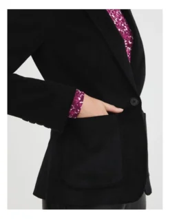 Cotton Cord Single Breasted Blazer In Black -Myer Fashion Store 993178720 4 720x928