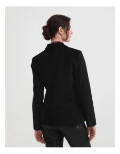 Cotton Cord Single Breasted Blazer In Black -Myer Fashion Store 993178720 5 720x928