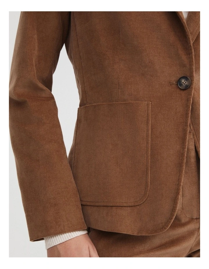 Cotton Cord Single Breasted Blazer In Camel 5 Cotton Cord Single Breasted Blazer In Camel - Image 3