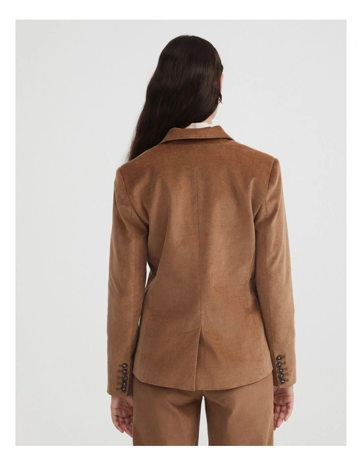 Cotton Cord Single Breasted Blazer In Camel 7 Cotton Cord Single Breasted Blazer In Camel - Image 5
