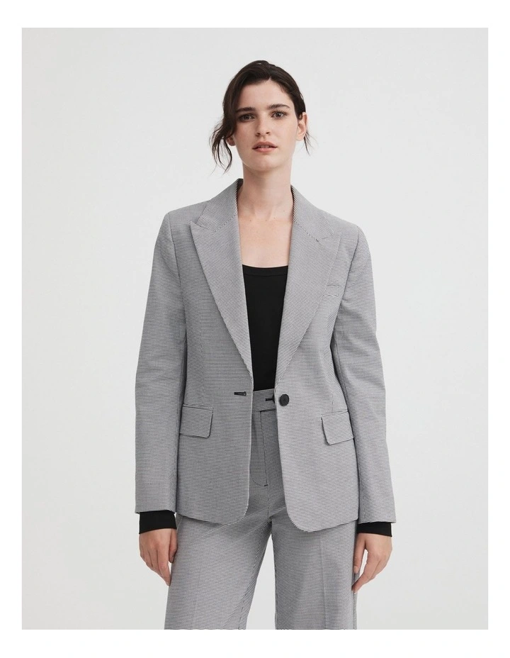 Cotton Blend Yarn Dye Single Breasted Blazer In Ash Grey 3 Cotton Blend Yarn Dye Single Breasted Blazer In Ash Grey