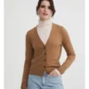 Merino Silk Cardigan In Camel