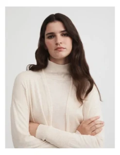 Merino Silk Longline Cardigan In Oatmeal Marle -Myer Fashion Store 993180700 3 720x928