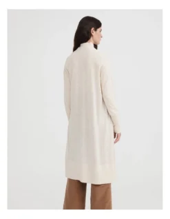 Merino Silk Longline Cardigan In Oatmeal Marle -Myer Fashion Store 993180700 4 720x928