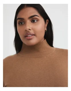 Wool Blend High Neck Knit In Camel -Myer Fashion Store 993180880 3 720x928