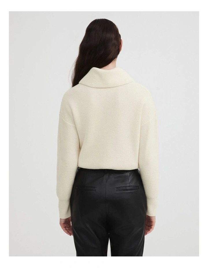 Merino Zip Through Knit In Cream 6 Merino Zip Through Knit In Cream - Image 4