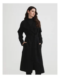 Double Faced Knit Coat In Black