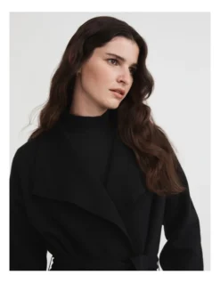 Double Faced Knit Coat In Black -Myer Fashion Store 993241810 3 720x928
