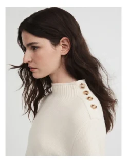 High Neck Puff Sleeve Knit In Cream -Myer Fashion Store 993241990 2 720x928