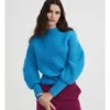 High Neck Puff Sleeve Knit In Bright Blue -Myer Fashion Store 993242080 1 720x928