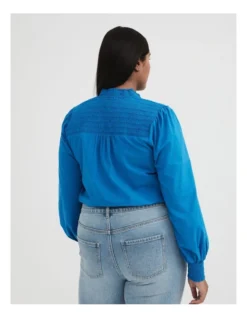 Cotton Shirred Blouse In Sorrento Blue -Myer Fashion Store 993246220 4 720x928