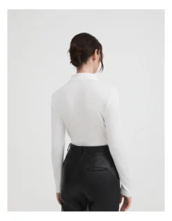 Rib Button Through Top In Chalk -Myer Fashion Store 993250000 4 720x928