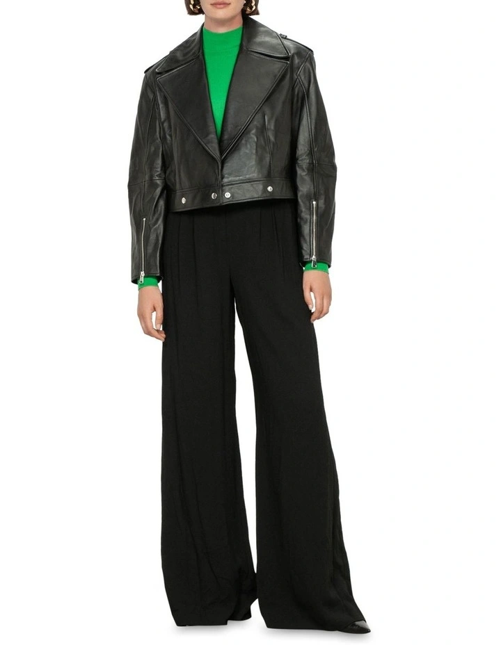 Structured Leather Biker Jacket In Black 3 Structured Leather Biker Jacket In Black