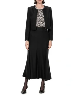 Boucle Zip Through Jacket In Black