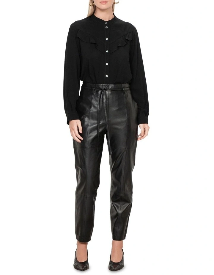 Soft Leather Tie Pant In Black 3 Soft Leather Tie Pant In Black