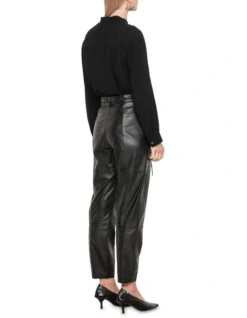 Soft Leather Tie Pant In Black 6 Soft Leather Tie Pant In Black -Myer Fashion Store 994590370 2 720x928