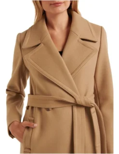 Forever New Olivia Wrap Coat In Brown -Myer Fashion Store 995437630 4 720x928