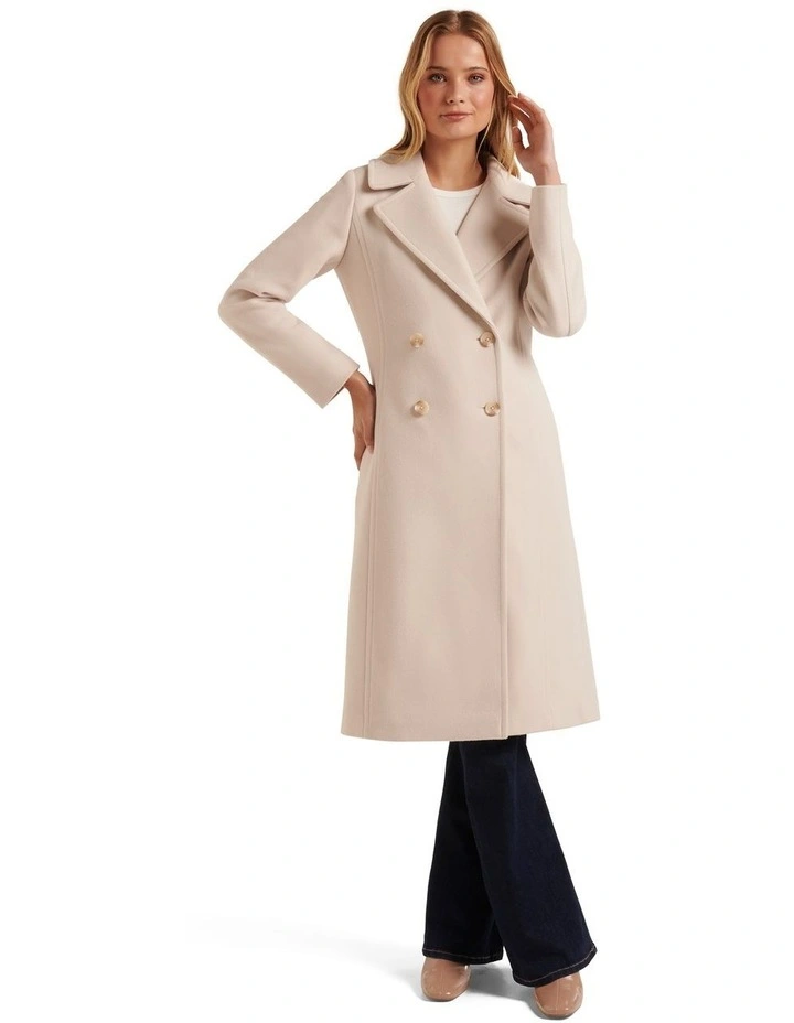 Forever New Rowena Double Breasted Coat In Cream 3 Forever New Rowena Double Breasted Coat In Cream