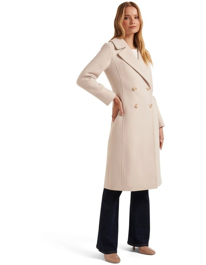 Forever New Rowena Double Breasted Coat In Cream 5 Forever New Rowena Double Breasted Coat In Cream - Image 3