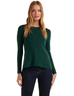 Forever New Amelia Hanky Hem Knit Jumper In Green