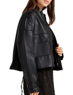Reload Draped Leather Look Jacket In Black
